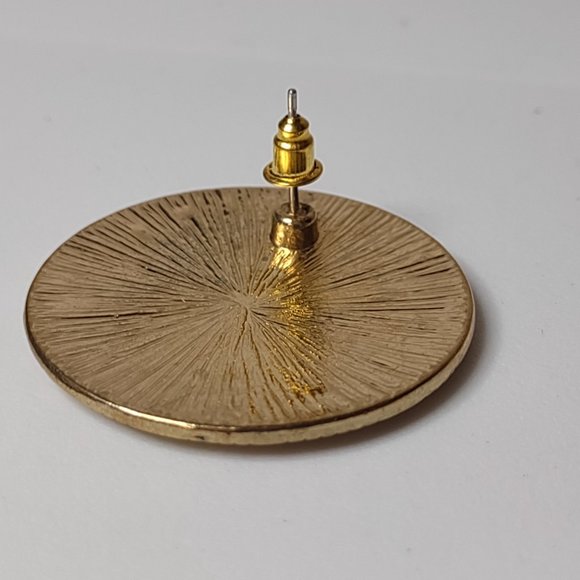 Large Round Decorative Metal Earrings - Picture 7 of 9